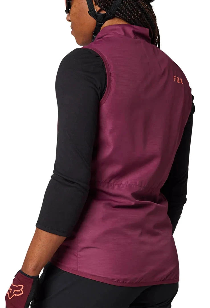 Fox WOMENS RANGER WIND VEST - Dark Maroon BACK