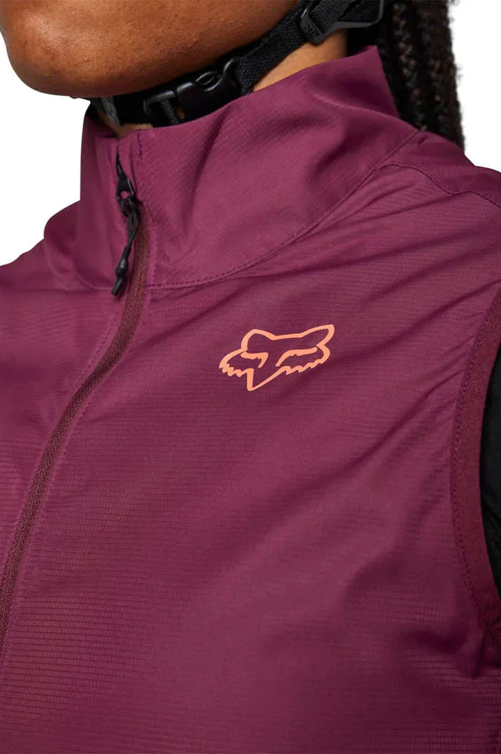 Fox WOMENS RANGER WIND VEST - Dark Maroon FRONT PRINT