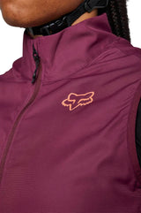 Fox WOMENS RANGER WIND VEST - Dark Maroon FRONT PRINT