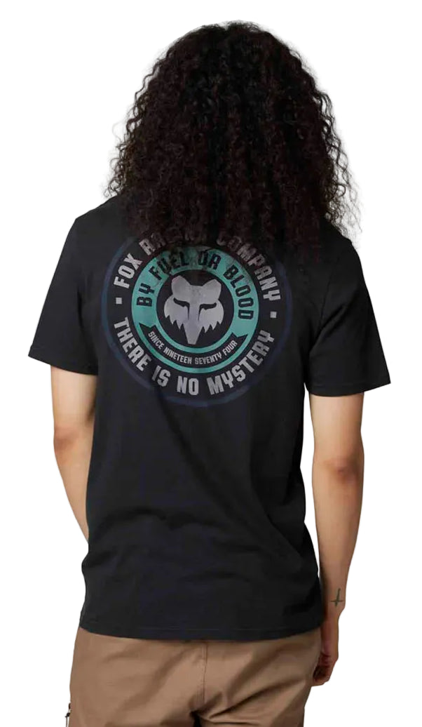 Fox MYSTICKS Short Sleeve PREMIUM TEE Black BACK FACING MODEL