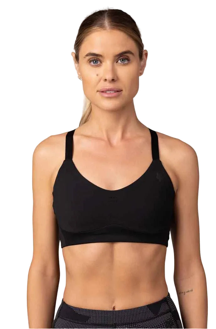 Fox Racing Womens Tecbase Bra Black FRONT FACING MODEL