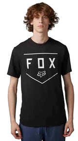 Fox SHIELD Short Sleeve TECH TEE Black FRONT FACING MODEL