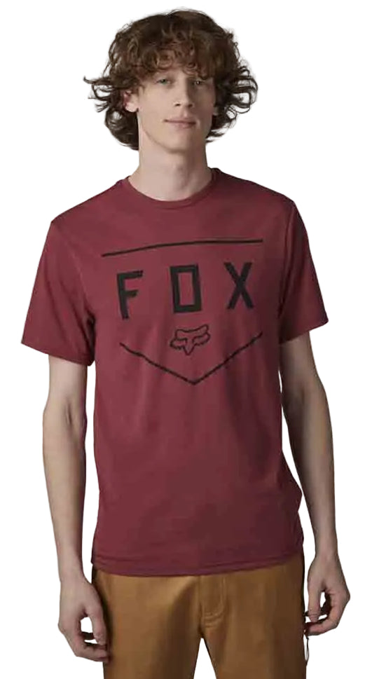 Fox SHIELD Short Sleeve TECH TEE Scarlet FRONT FACING MODEL