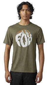 Fox TURNOUT Short Sleeve TECH TEE Olive Green FRONT FACING MODEL