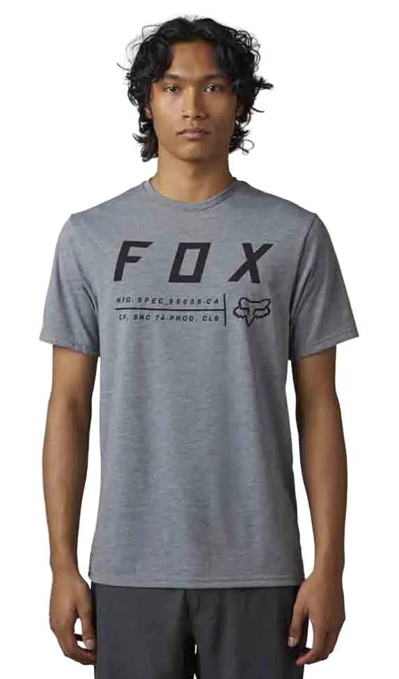 Fox NON STOP Short Sleeve TECH TEE Heather Graphite FRONT FACING MODEL