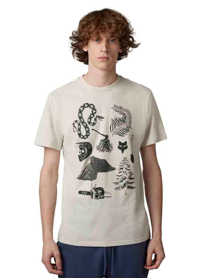 Fox TRACK BEAST SS PREM TEE VintWhite FRONT FACING MODEL