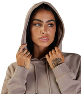 Fox WOMENS LEVEL UP PULLOVER  FLEECE  - Taupe HOOD