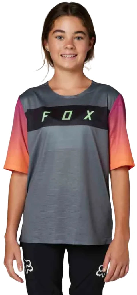 Fox YOUTH FLEXAIR SS JERSEY - Pewter FRONT FACING MODEL