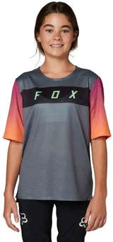 Fox YOUTH FLEXAIR SS JERSEY - Pewter FRONT FACING MODEL