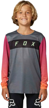 Fox YOUTH FLEXAIR LS JERSEY - Pewter FRONT FACING MODEL