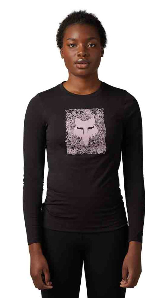 Fox Racing AUXLRY Long Sleeve Tech Tee Black FRONT FACING MODEL