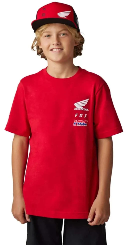 Fox YOUTH FOX X HONDA SS TEE - Flame Red FRONT