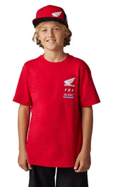 Fox YOUTH FOX X HONDA SS TEE -  Flame Red FRONT