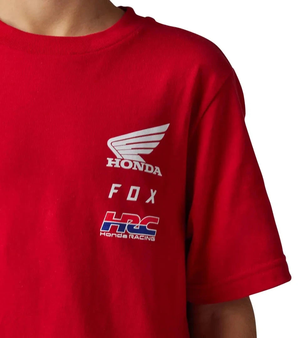 Fox YOUTH FOX X HONDA SS TEE -  Flame Red FRONT PRINT