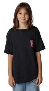 Fox YOUTH BARBED WIRE Short Sleeve TEE Black FRONT FACING MODEL