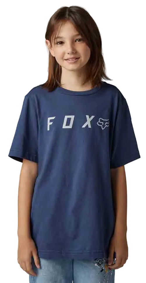 Fox YOUTH ABSOLUTE Short Sleeve TEE DpCobalt FRONT FACING MODEL