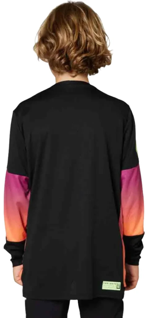 Fox YOUTH DEFEND LS JERSEY RACE - Black BACK FACING MODEL