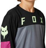 Fox YOUTH DEFEND LS JERSEY RACE - Black SIDE FRONT