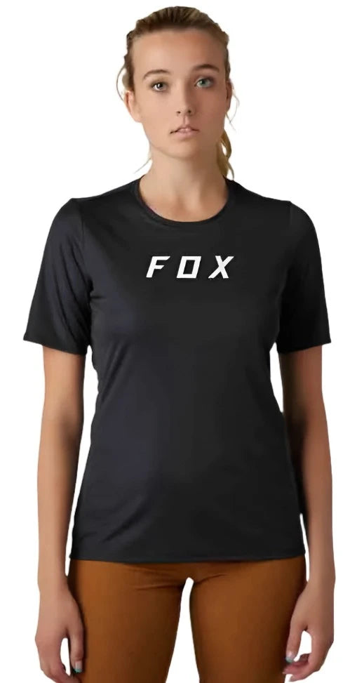 Fox WOMENS RANGER SS JERSEY MOTH - Black Front Facing Model