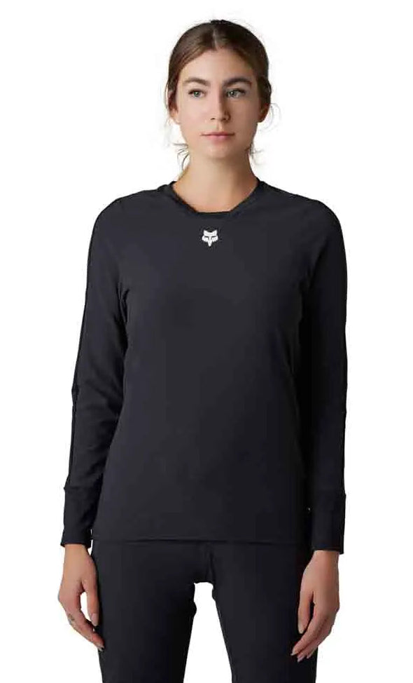 Fox Racing Defend Thermal Jersey Black FRONT FACING MODEL