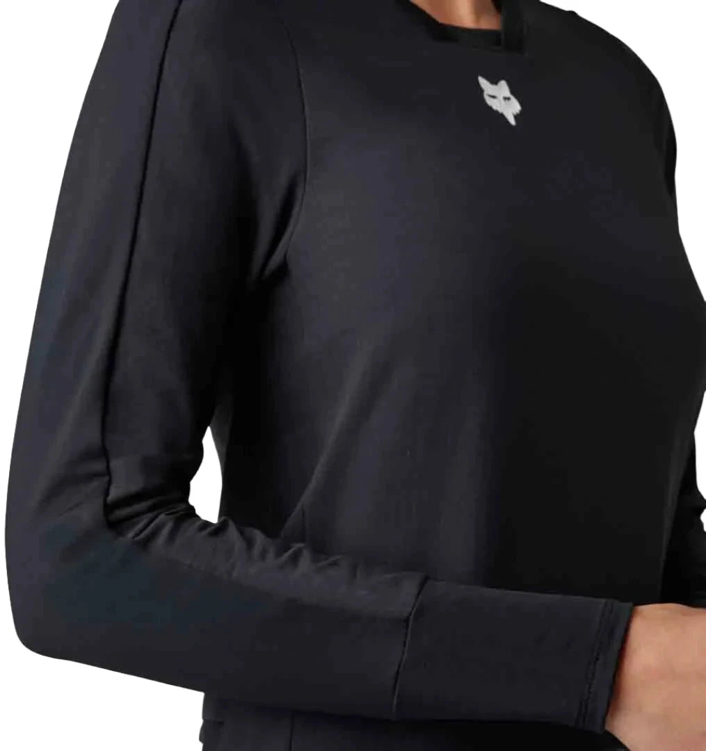 Fox WOMENS DEFEND THERMAL JERSEY - Black Side View