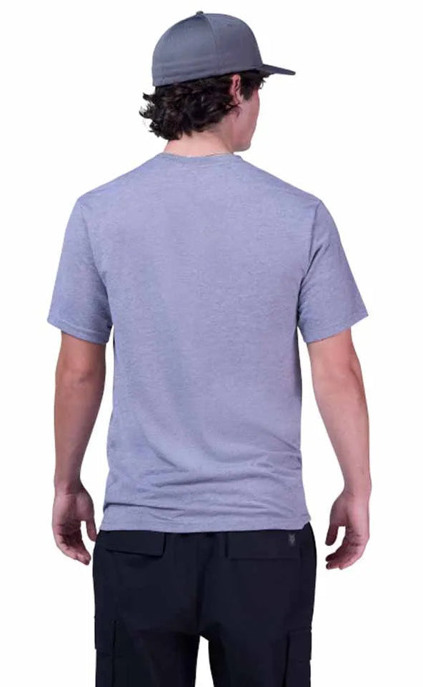 Fox Non Stop Short Sleeve Tech Tee Heather Graphite BACK FACING MODEL