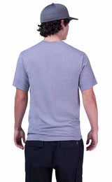 Fox Non Stop Short Sleeve Tech Tee Heather Graphite BACK FACING MODEL