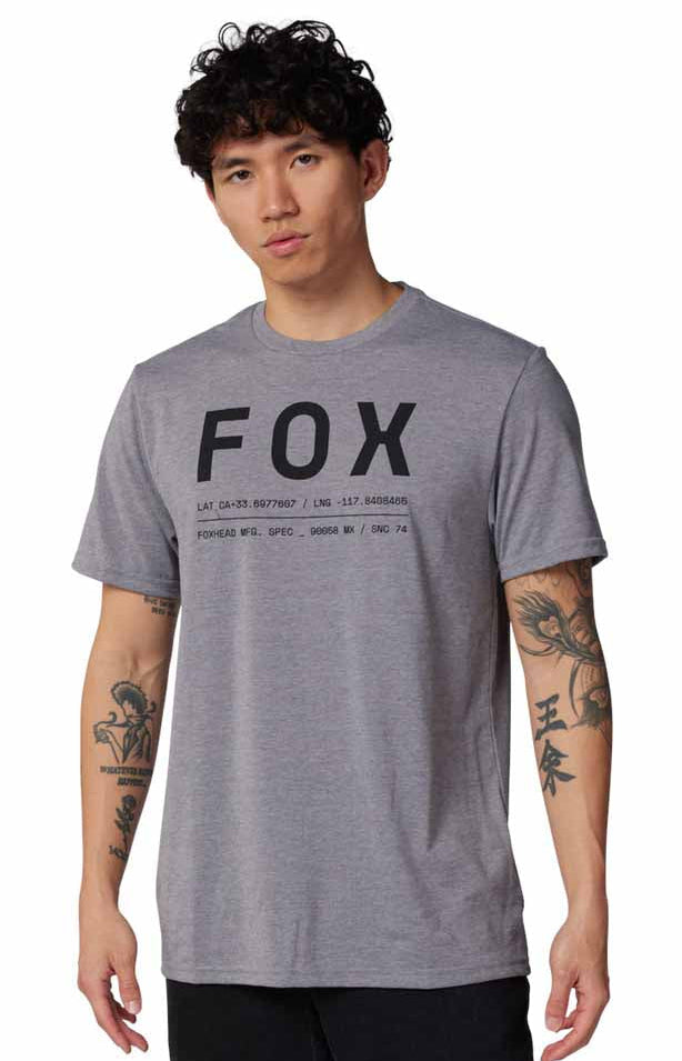 Fox Non Stop Short Sleeve Tech Tee Heather Graphite FRONT FACING MODEL