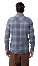 Fox Survivalist Flannel Shirt Gun Pattern BACK FACING MODEL 