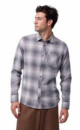 Fox Survivalist Flannel Shirt Light Gray FRONT FACING MODEL
