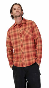 Fox Survivalist Flannel Shirt Rust FRONT FACING MODEL 