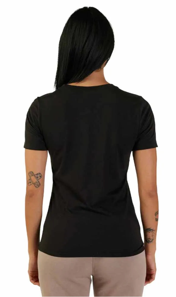 Fox Racing Womens Absolute Short Sleeve Tech Tee Black BACK FACING MODEL