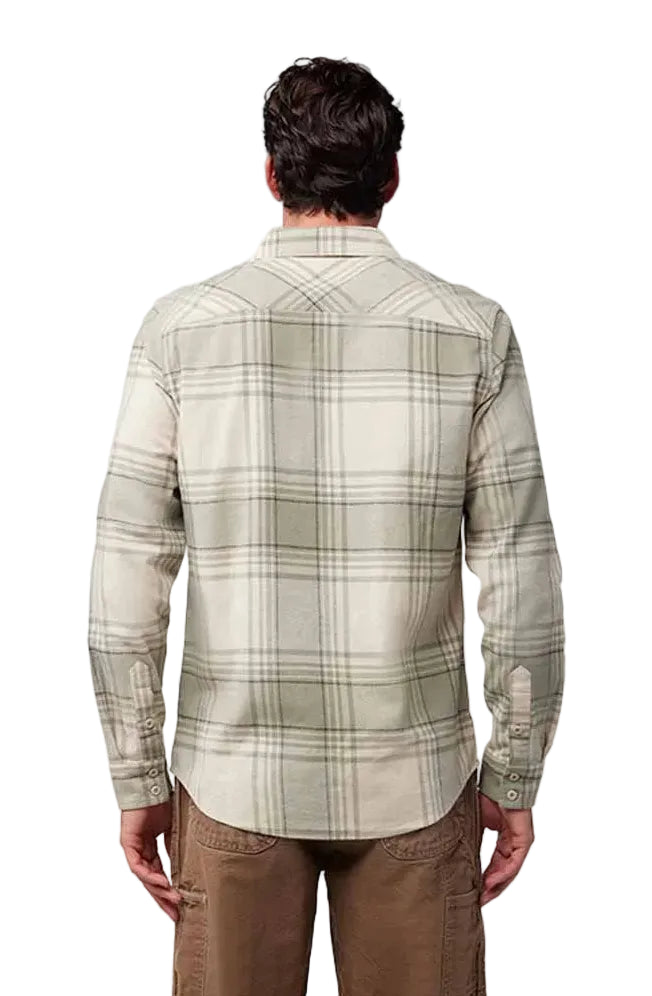 Fox Traildust Flannel Shirt Cream BACK FACING MODEL 