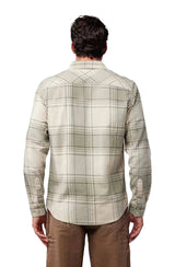 Fox Traildust Flannel Shirt Cream BACK FACING MODEL 