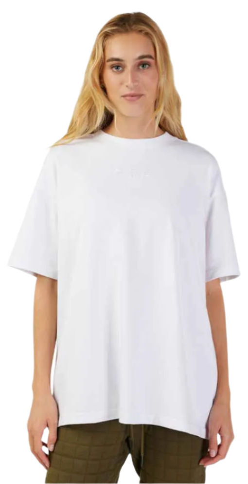 Fox WOMENS WORDMARK OS SHORT SLEEVE TEE White FRONT FACING MODEL