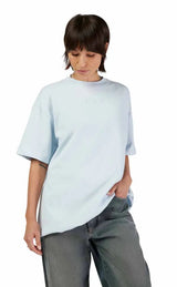 Fox Wordmark OS Short Sleeve Tee Pale Blue FRONT FACING MODEL 