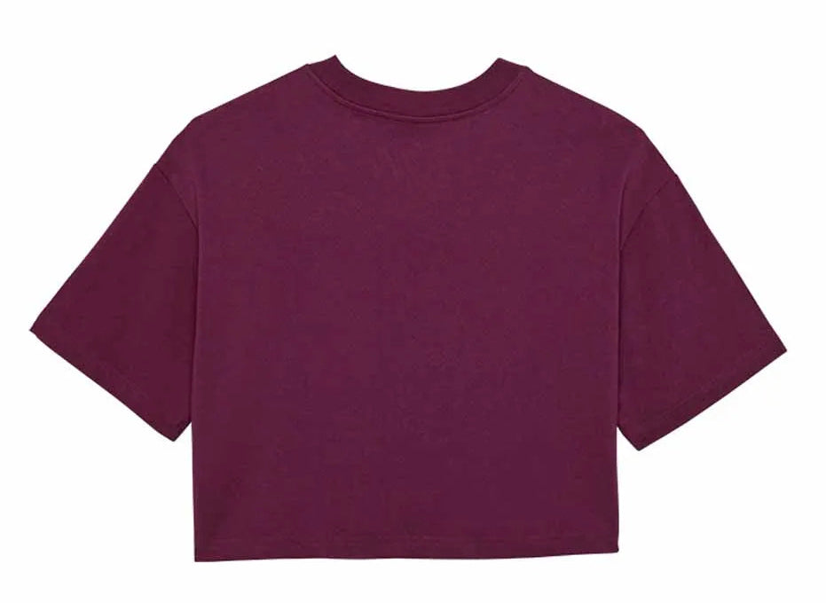 Fox Wordmark OS Crop Tee Sangria BACK 