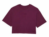 Fox Wordmark OS Crop Tee Sangria FRONT 