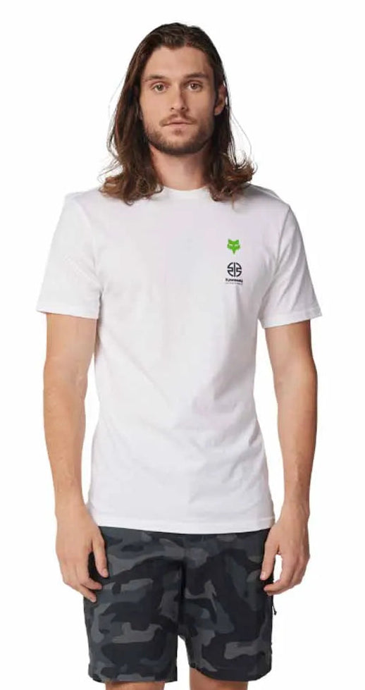 Fox x Kawasaki Premium Short Sleeve Tee II Optic White FRONT FACING MODEL 