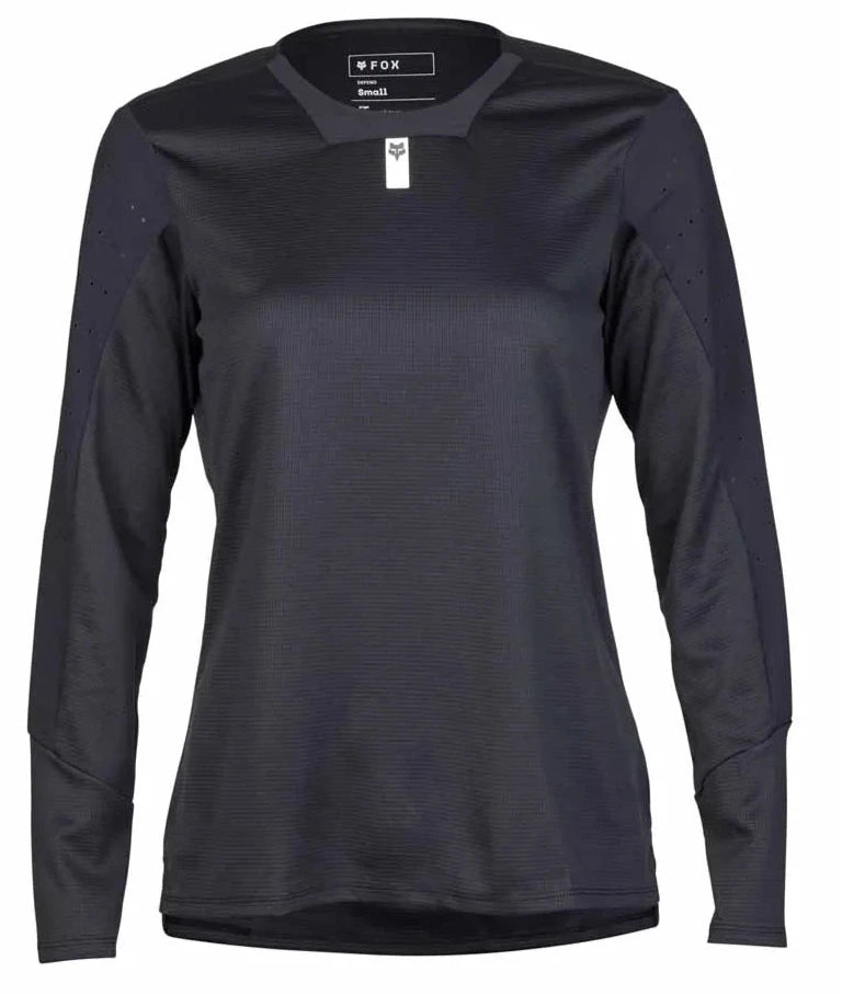 FOX W DEFEND LS JERSEY - BLACK FRONT