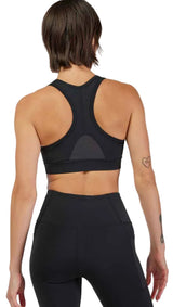 Fox Motive Women's Sports Bra Black BACK FACING MODEL