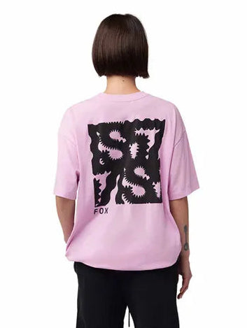 Fox TS57 OV Short Sleeve Tee Bubblegum BACK FACING MODEL