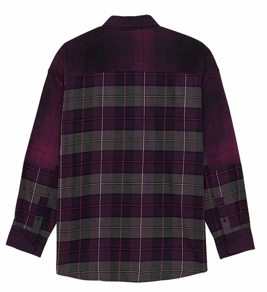 Fox W Oversized Flannel Shirt Sangria BACK 
