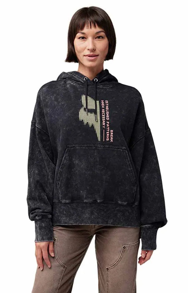 Fox Women's Throttle Oversized Fleece Pullover Black FRONT FACING MODEL