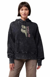 Fox Women's Throttle Oversized Fleece Pullover Black FRONT FACING MODEL