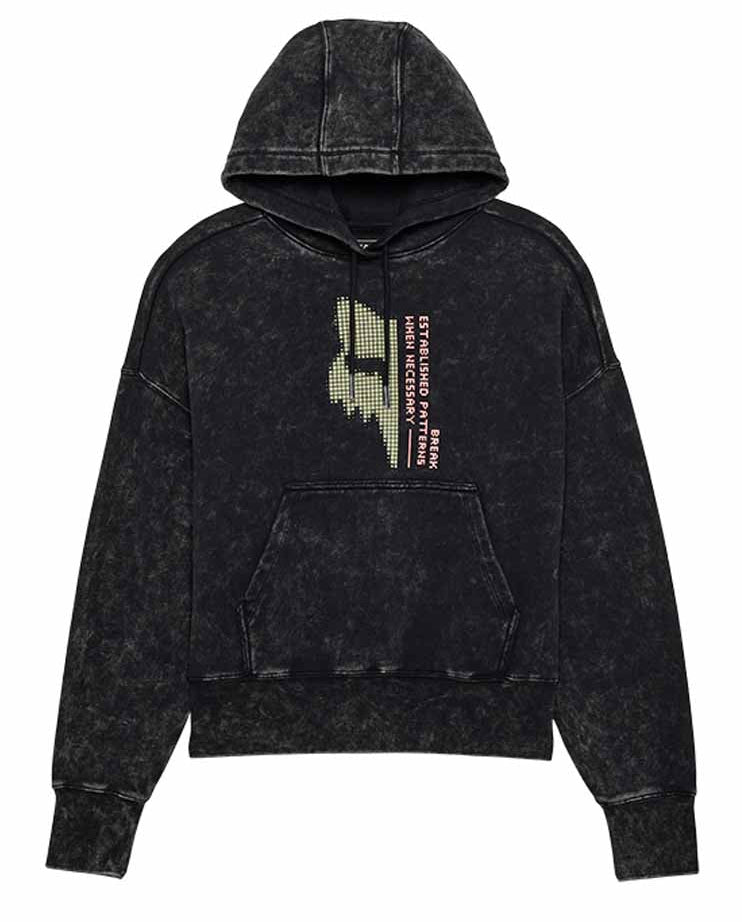Fox Women's Throttle Oversized Fleece Pullover Black FRONT