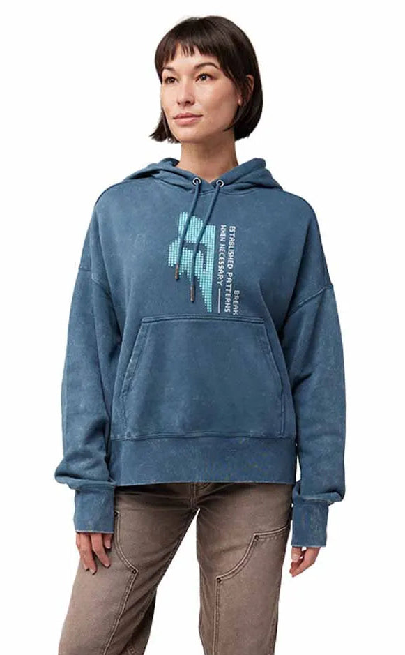 Fox Women's Throttle Oversized Fleece Pullover Dark Vintage FRONT FACING MODEL