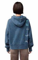 Fox Women's Throttle Oversized Fleece Pullover Dark Vintage BACK FACING MODEL