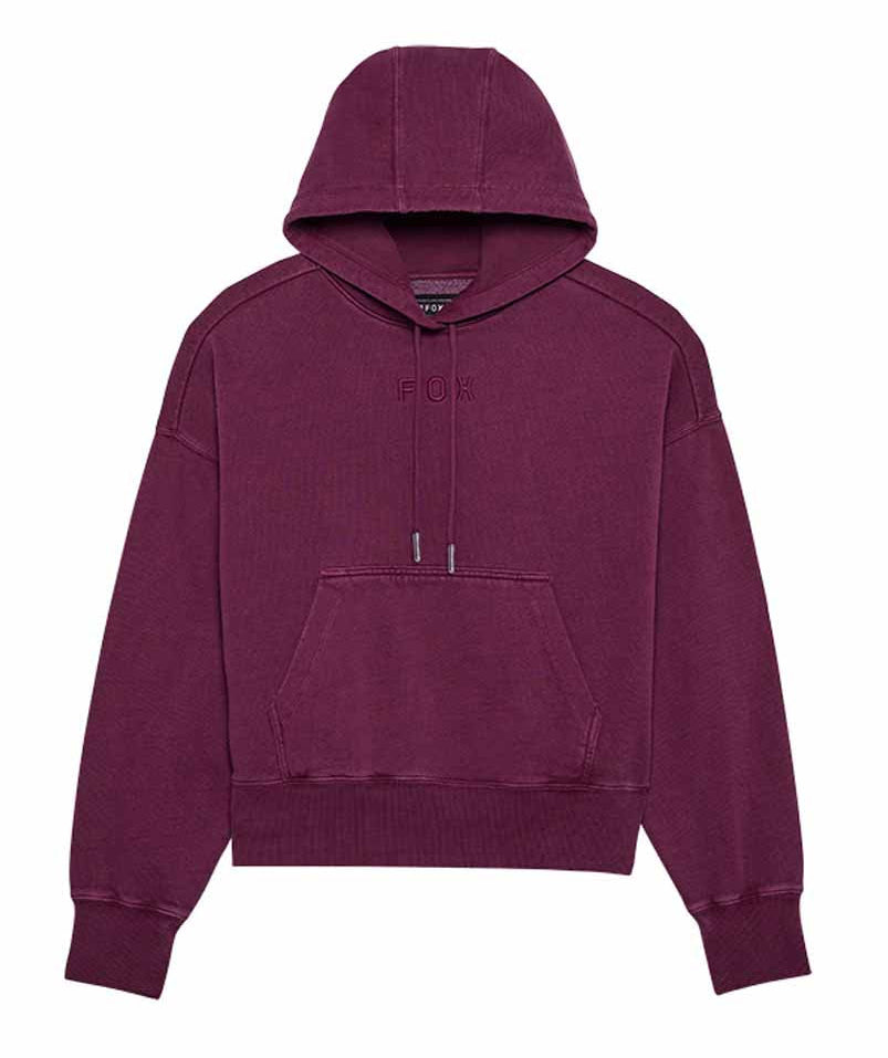 Fox Wordmark OV Fleece Pullover Sangria FRONT 