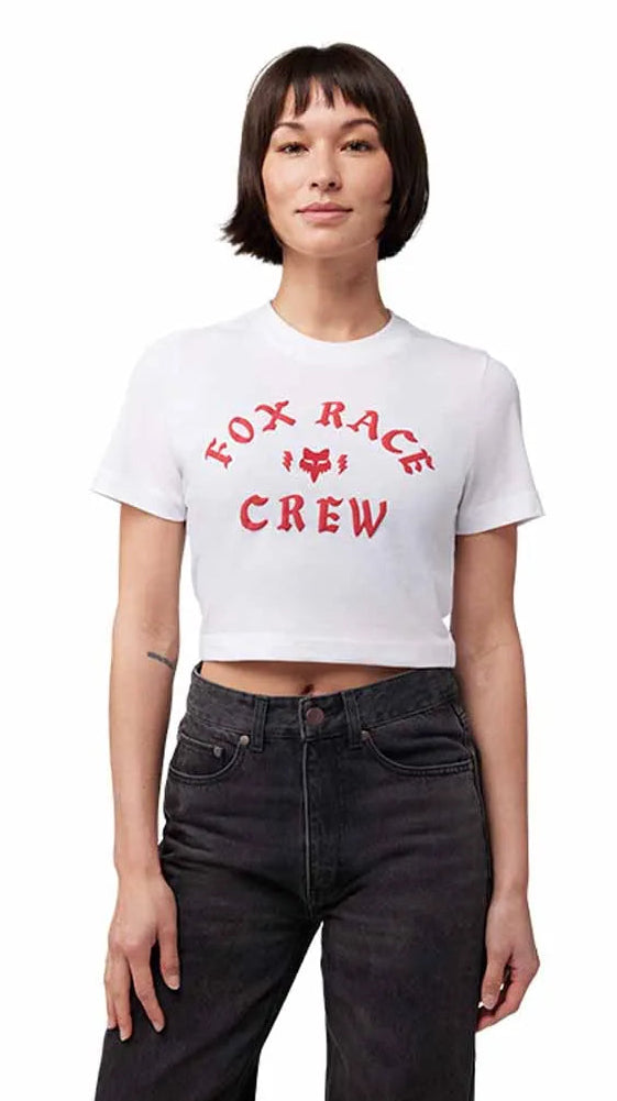 Fox W Race Crew Baby SS Tee White FRONT FACING MODEL 